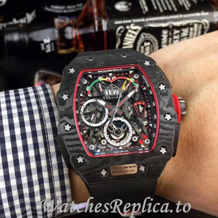 Richard Mille Replica RM011 Rubber strap 50MM - WatchesReplica.is