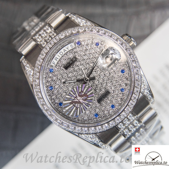 Swiss Rolex Day Date Replica Stainless steel strap 40MM - WatchesReplica.is