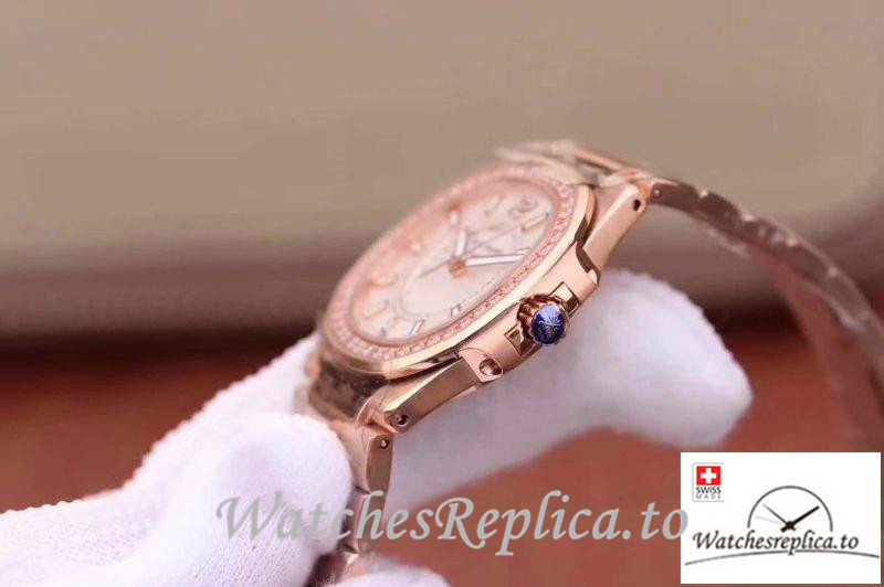Swiss Patek Philippe Nautilus Ladies Replica 7010/1R-011 Rose Gold Strap 32MM - WatchesReplica.is