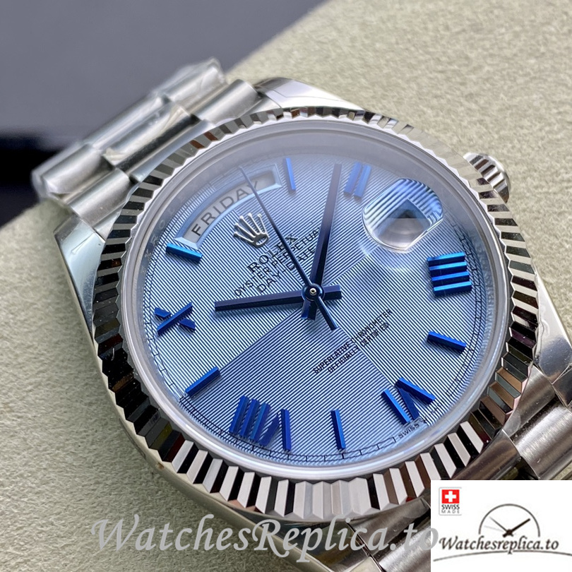 Swiss Rolex Day Date Replica 126331 Stainless steel strap 40MM Blue Dial - WatchesReplica.is