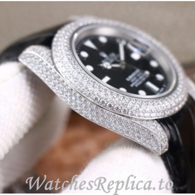 Swiss Rolex Submariner Replica Leather strap 40MM - WatchesReplica.is