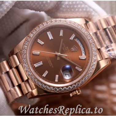 Swiss Rolex Day Date Replica 228345 Rose Gold strap 40MM - WatchesReplica.is