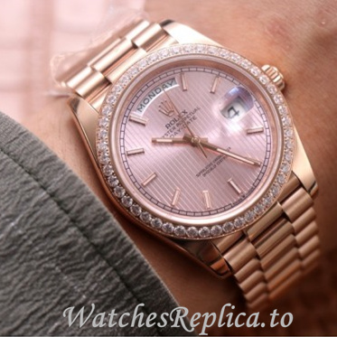 Swiss Rolex Day Date Replica 228345 Rose Gold strap 40MM - WatchesReplica.is