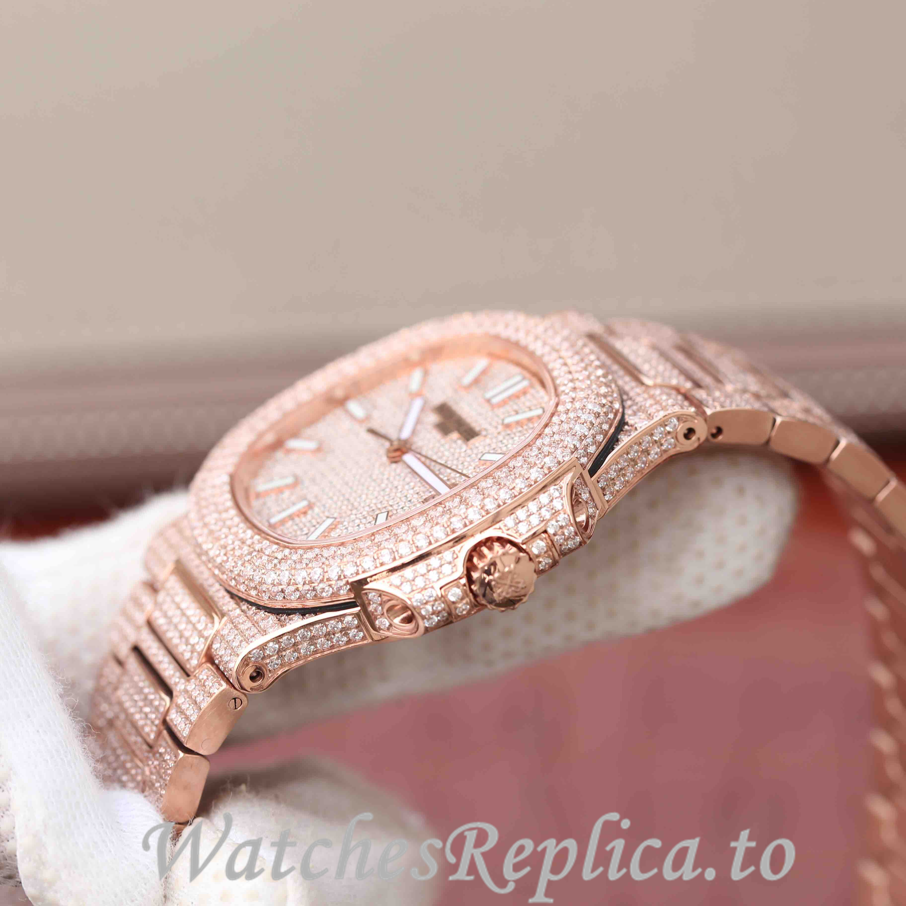 Patek Philippe Replica Nautilus Rose Gold strap 40MM - WatchesReplica.is