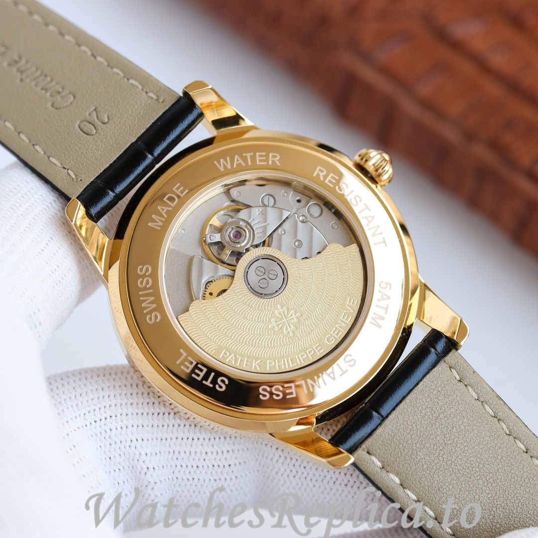 Patek Philippe Replica Complications Leather strap 40MM - WatchesReplica.is