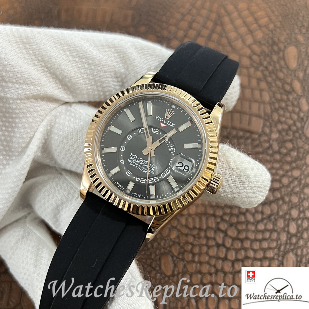 Swiss Rolex Sky Dweller 326938 Replica Rubber strap 42MM - WatchesReplica.is
