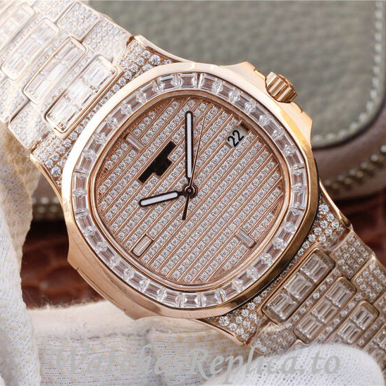 Patek Philippe Replica Nautilus 5719 Rose Gold strap 40MM - WatchesReplica.is