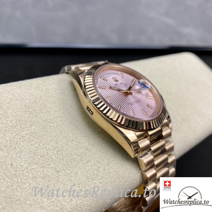 Swiss Rolex Day Date Replica 228235 Rose Gold strap 40MM - WatchesReplica.is