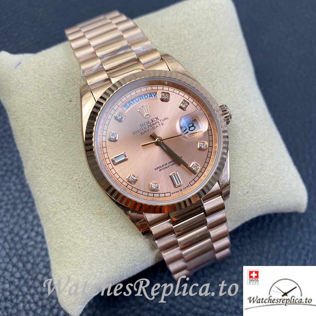 Swiss Rolex Datejust Replica 126233 Rose Gold strap 36MM - WatchesReplica.is