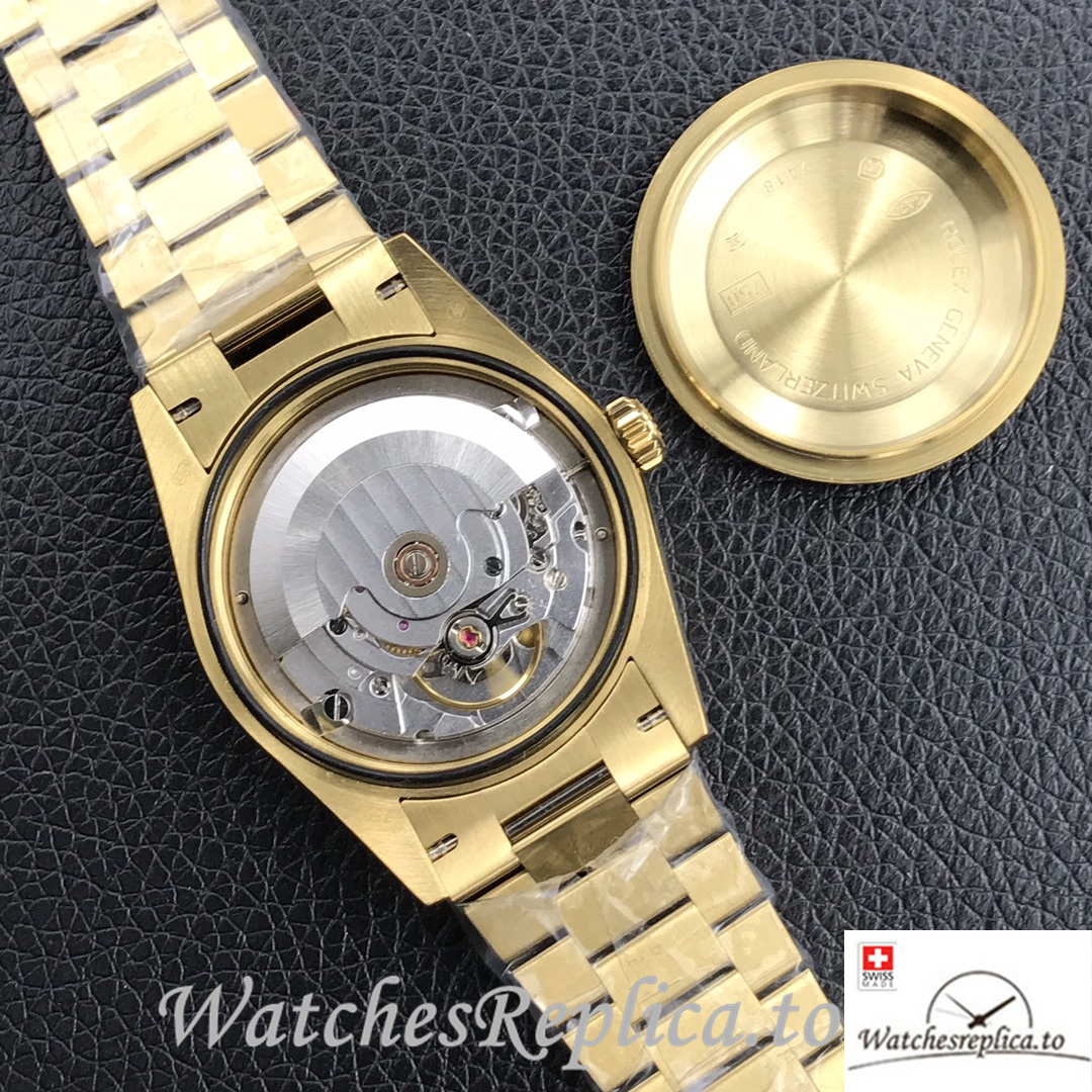 Swiss Rolex Day Date Replica 128238 Yellow Gold strap 36MM - WatchesReplica.is