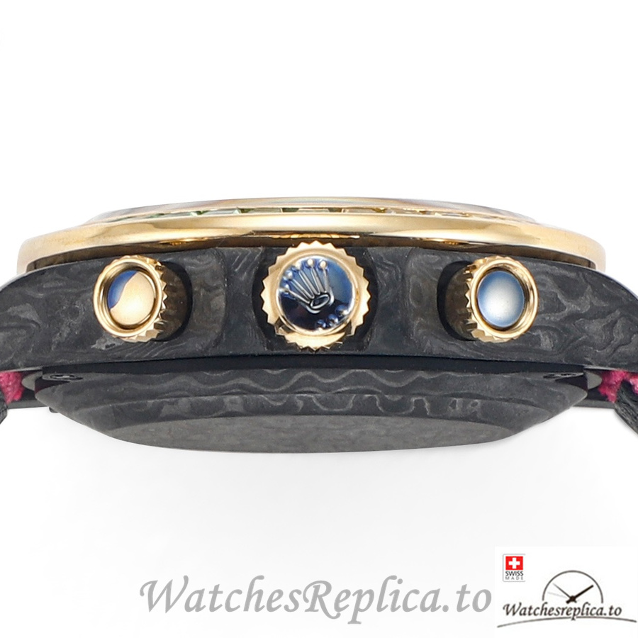 Swiss Rolex Daytona Replica Pink Canvas strap 40MM Pink Dial - WatchesReplica.is