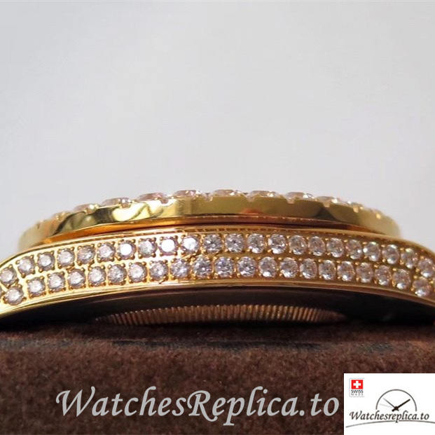 Swiss Rolex Day Date Replica Yellow Gold strap 40MM - WatchesReplica.is