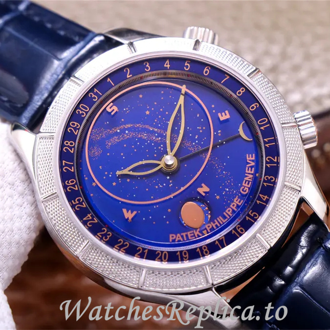 Patek Philippe Replica Complications Leather strap 42MM - WatchesReplica.is