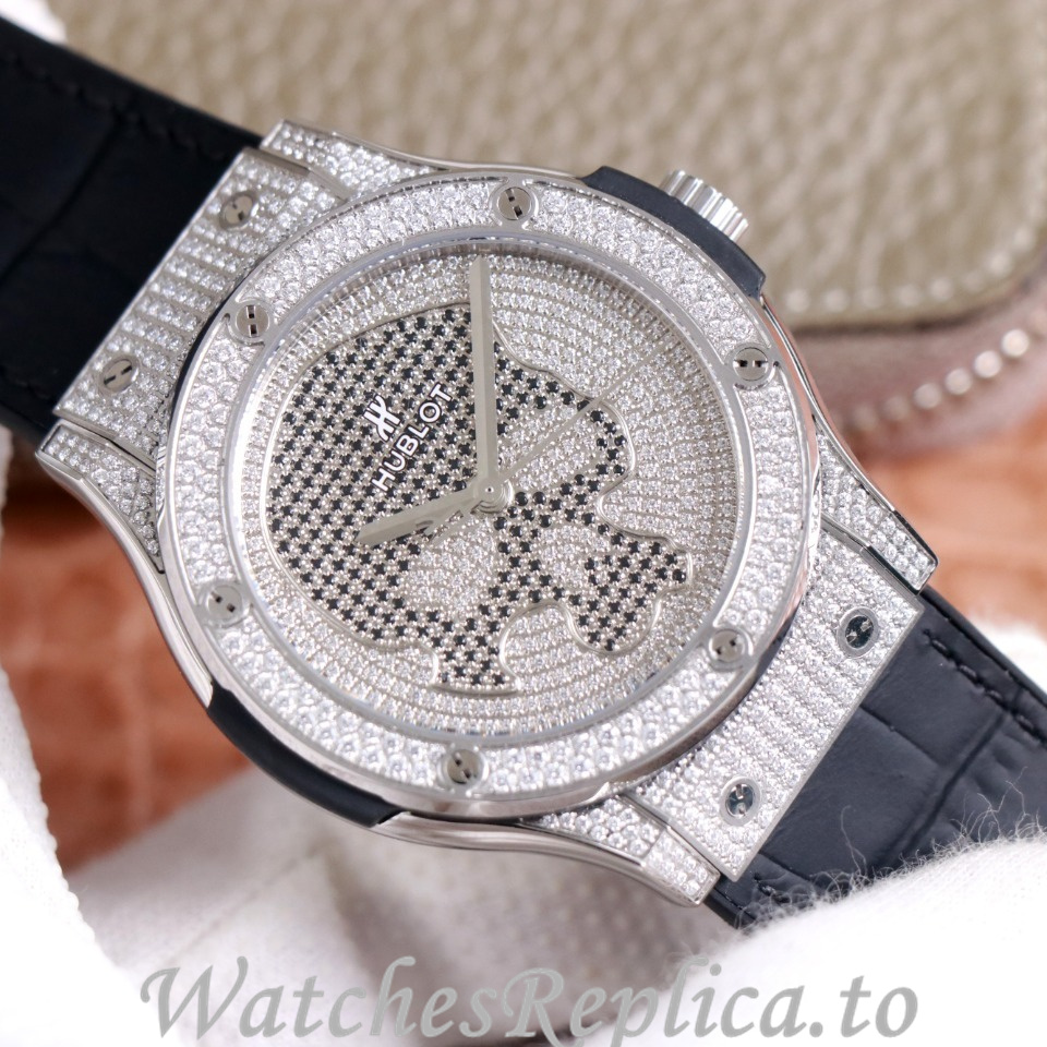 Hublot Replica Full drill series Leather strap 45MM - WatchesReplica.is