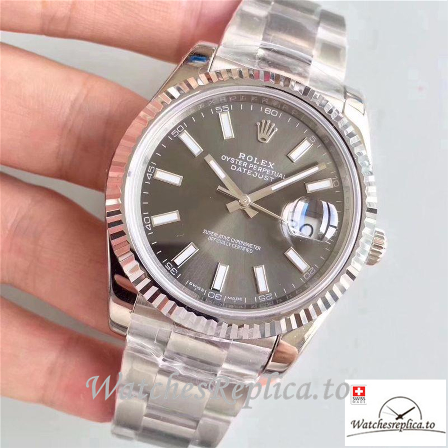 Swiss Rolex Datejust Replica M126334-0014 Grey Dial 41MM - WatchesReplica.is