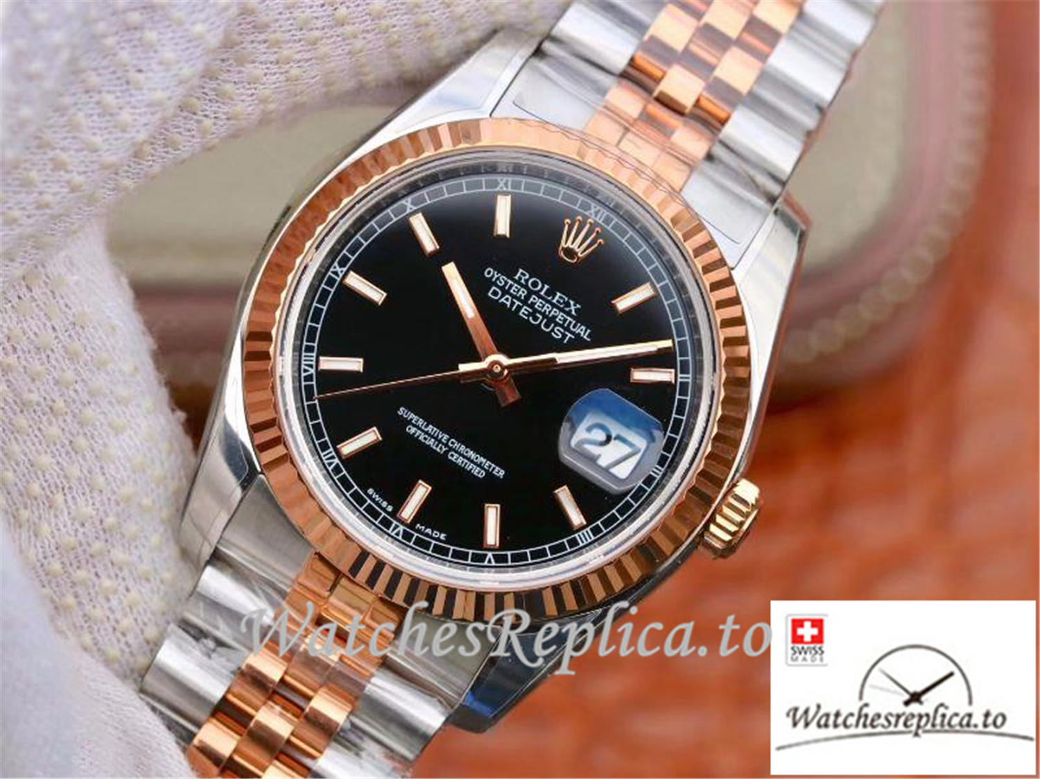 Swiss Rolex Datejust Replica 126231 Black Dial 36MM - WatchesReplica.is