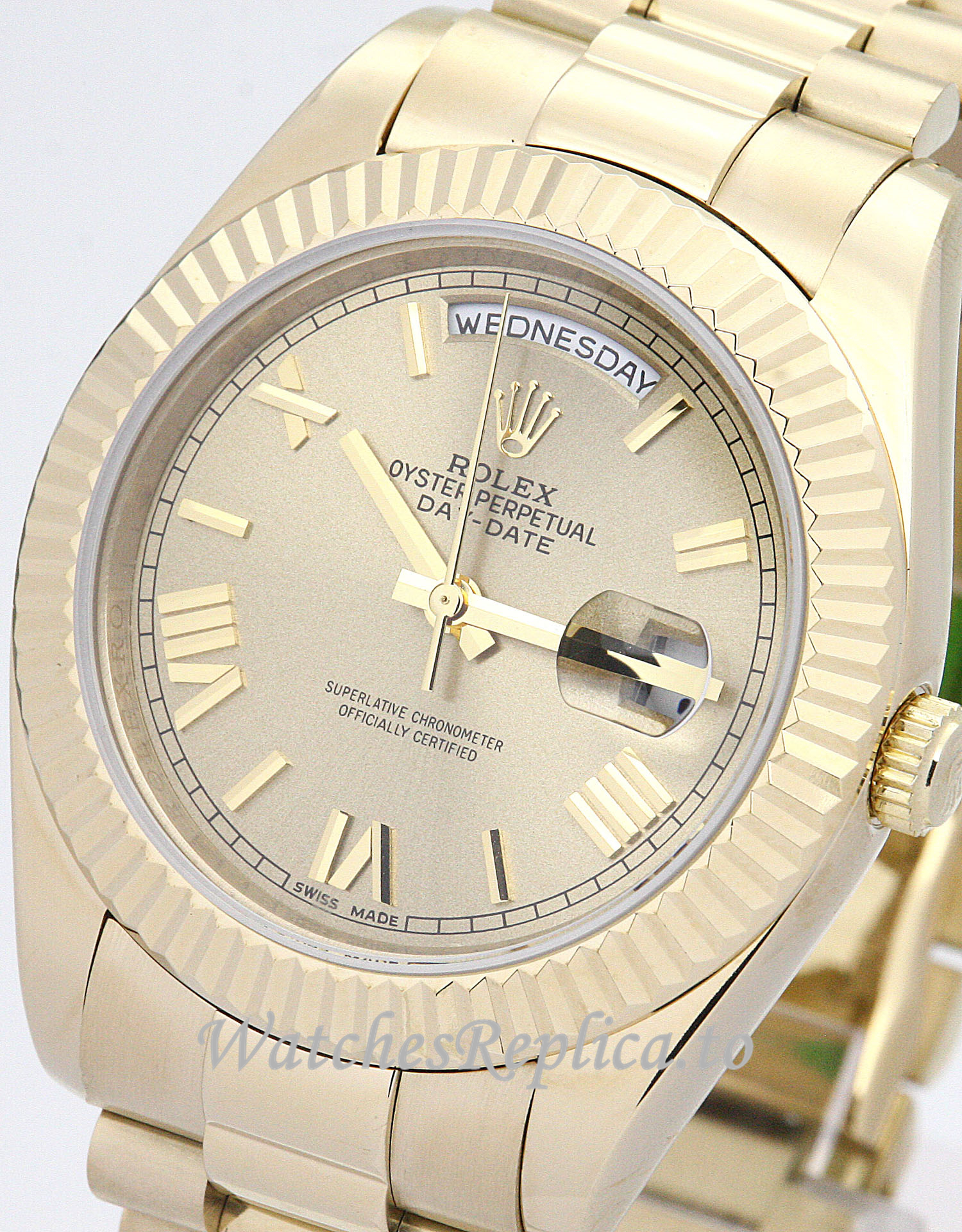 Rolex Day Date II Gold Dial 218238 - WatchesReplica.is
