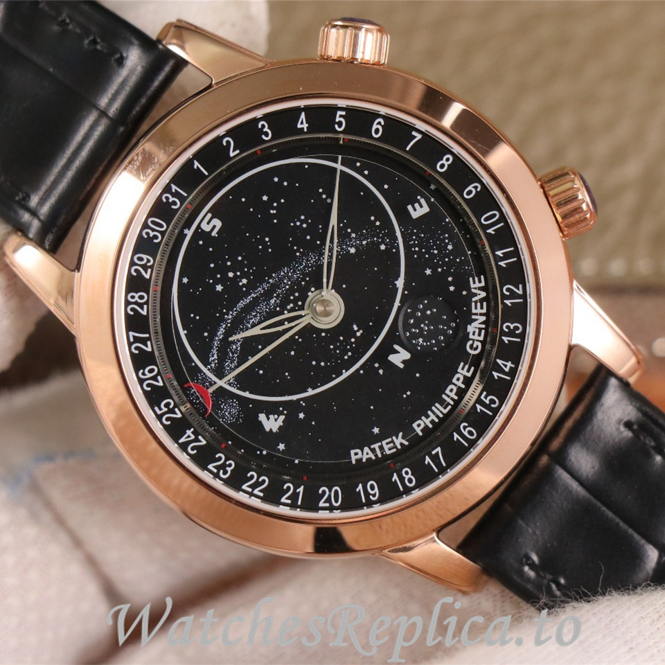 Patek Philippe Replica Complications 6104 Leather strap 44MM - WatchesReplica.is