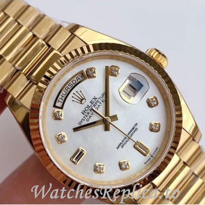 Swiss Rolex Day Date Replica 128238 Yellow Gold strap 36MM - WatchesReplica.is