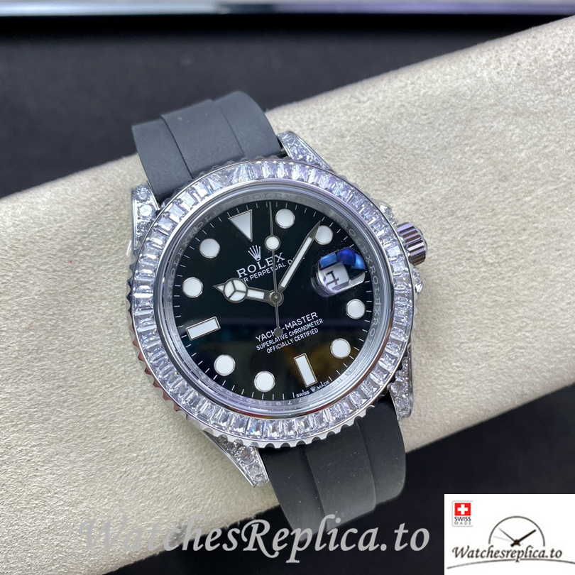 Swiss Rolex Yacht Master Replica 226679TBR Rubber strap 42MM Black Dial - WatchesReplica.is
