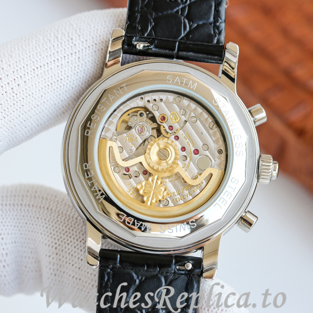 Patek Philippe Replica Complications Leather strap 41MM - WatchesReplica.is