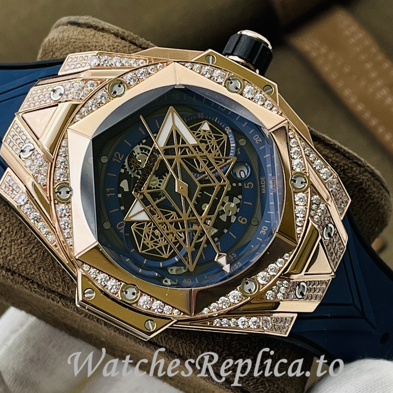 Hublot Replica Big Bang Sang Bleu II Rubber strap 45MM - WatchesReplica.is
