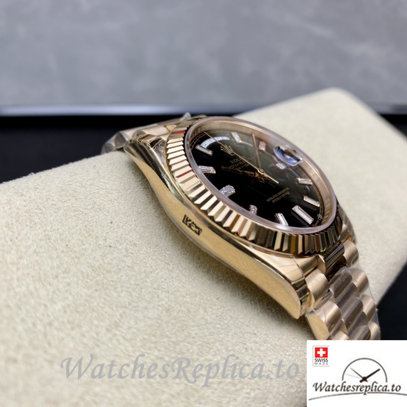 Swiss Rolex Day Date Replica 228235 Rose Gold strap 40MM - WatchesReplica.is