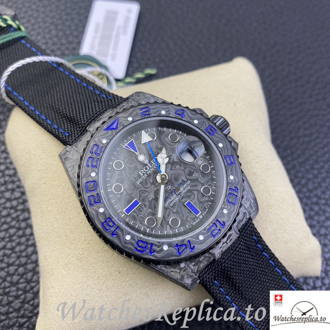 Swiss Rolex GMT Master Electro Carbon Carbon fiber strap 40MM - WatchesReplica.is