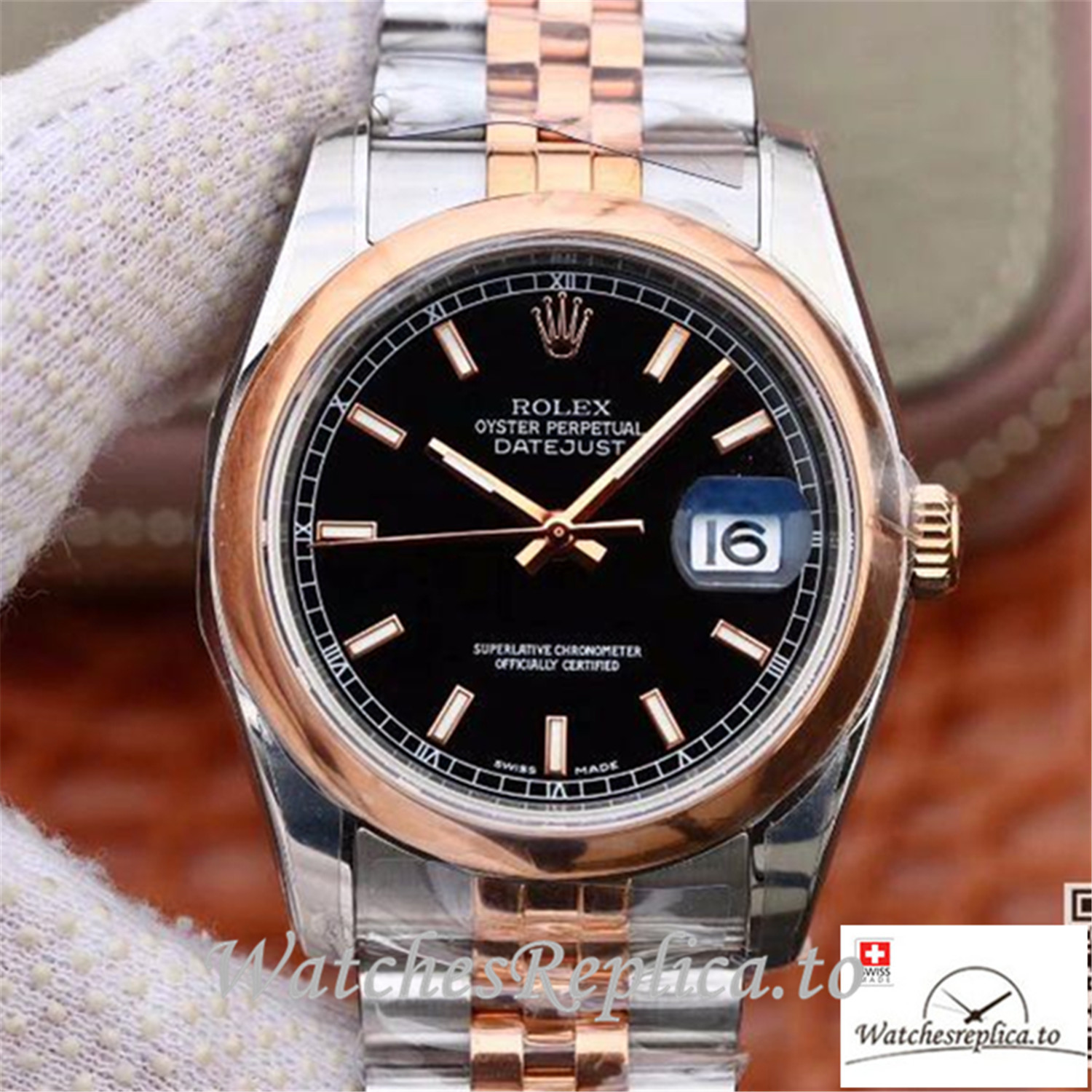 Swiss Rolex Datejust Replica 126201 Rose gold Bezel 36MM - WatchesReplica.is
