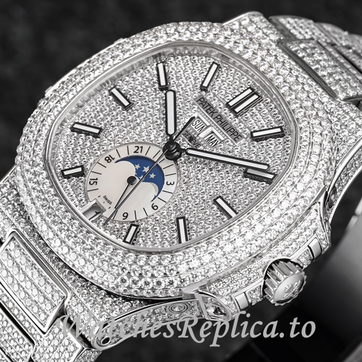 Patek Philippe Replica Nautilus 5726 Diamonds paved strap 40.5MM - WatchesReplica.is
