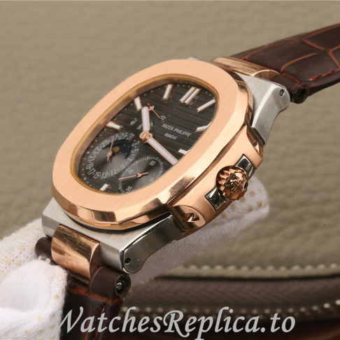 Patek Philippe Replica Nautilus 5712 Leather strap 40MM - WatchesReplica.is