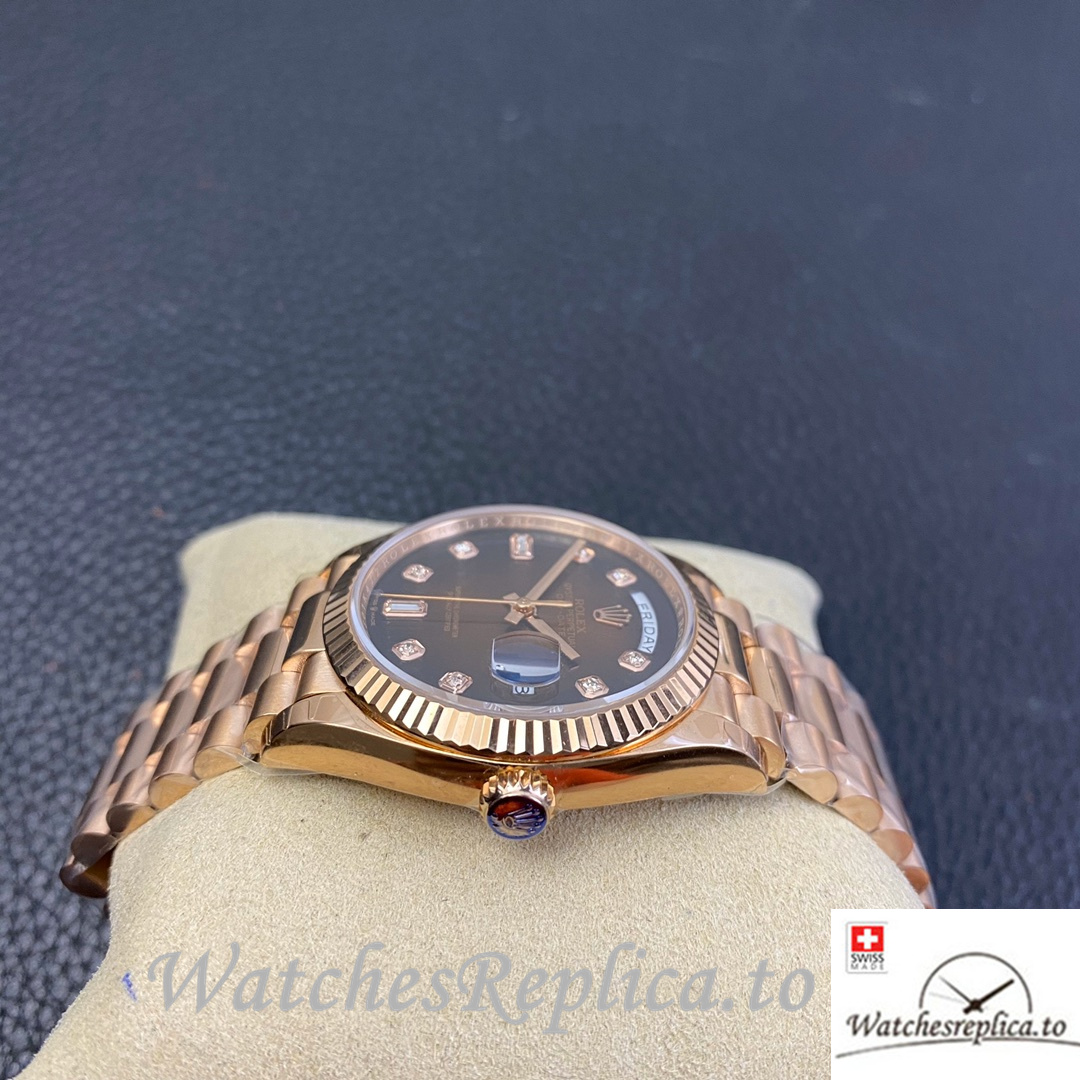 Swiss Rolex Datejust Replica 126233 Rose Gold strap 36MM - WatchesReplica.is