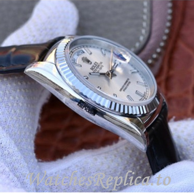Swiss Rolex Day Date Replica 118135 Leather strap 36MM - WatchesReplica.is