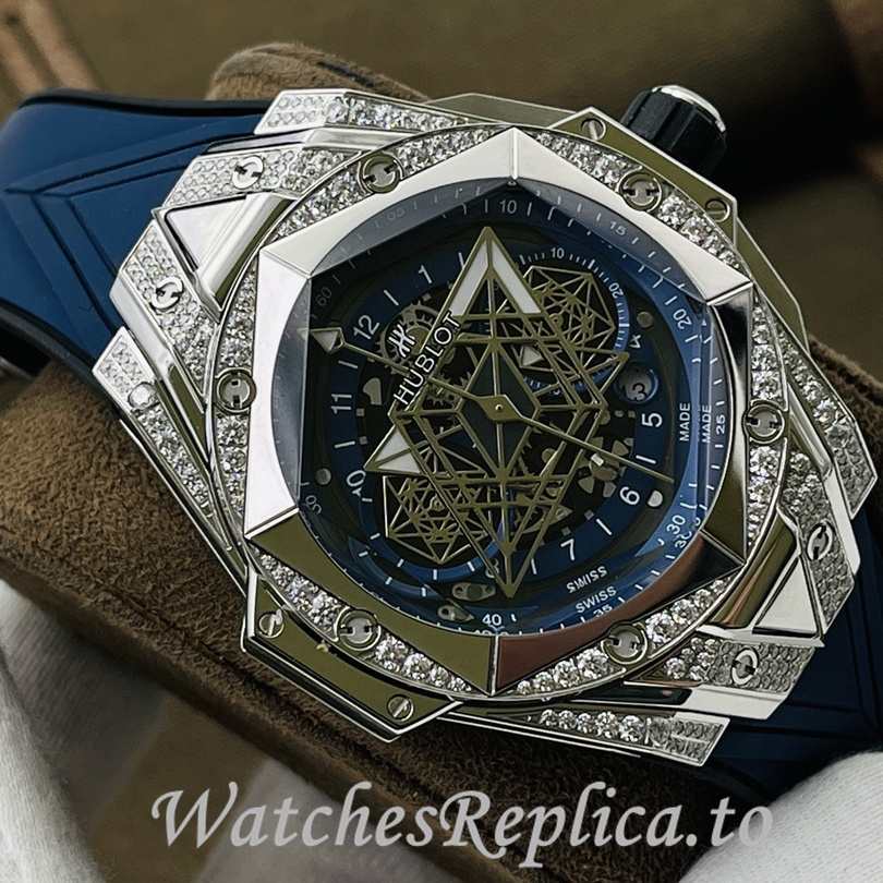 Hublot Replica Big Bang Sang Bleu II Rubber strap 45MM - WatchesReplica.is