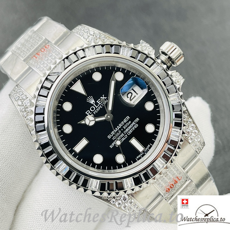Swiss Rolex Submariner Replica Stainless steel strap 40MM Black Dial - WatchesReplica.is