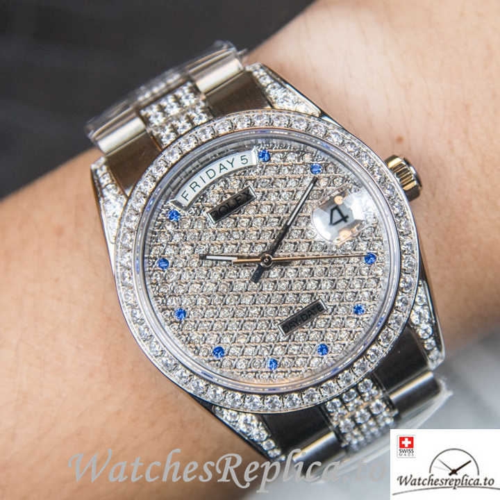 Swiss Rolex Day Date Replica Stainless steel strap 40MM - WatchesReplica.is