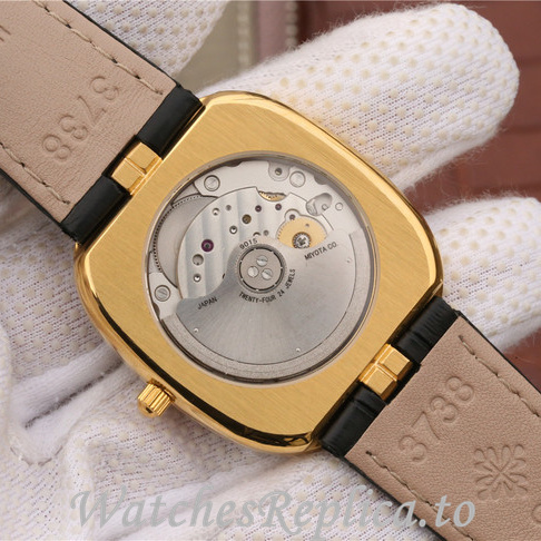 Patek Philippe Replica Golden Ellipse Leather strap 39.5MM - WatchesReplica.is