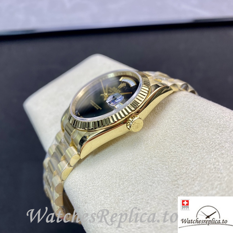 Swiss Rolex Datejust Replica Yellow Gold strap 36MM - WatchesReplica.is