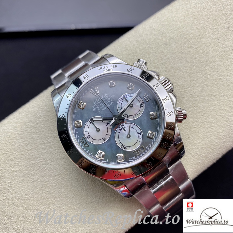 Swiss Rolex Daytona Replica Stainless steel strap 40MM Mother of pearl Dial - WatchesReplica.is
