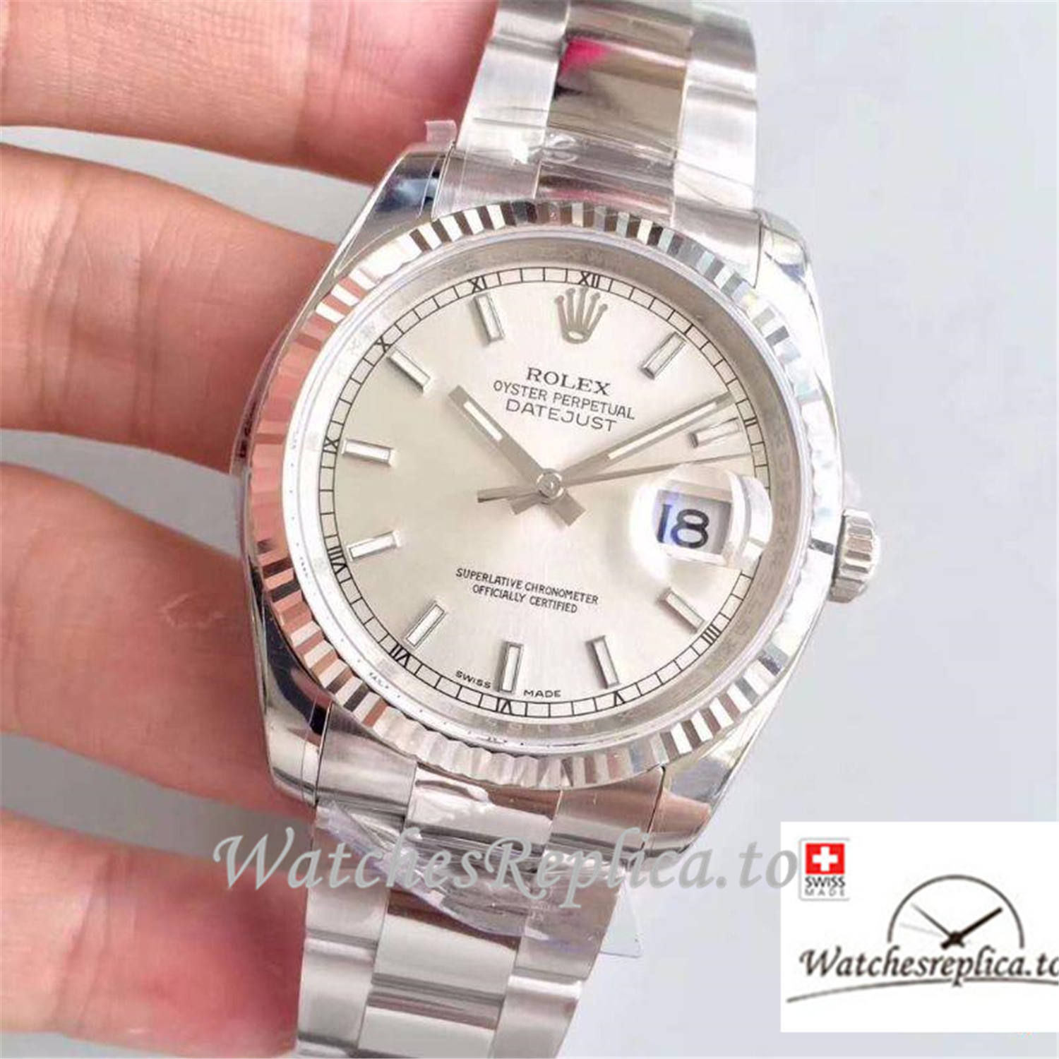Swiss Rolex Datejust Replica 126334 002 Silver Dial 36MM - WatchesReplica.is