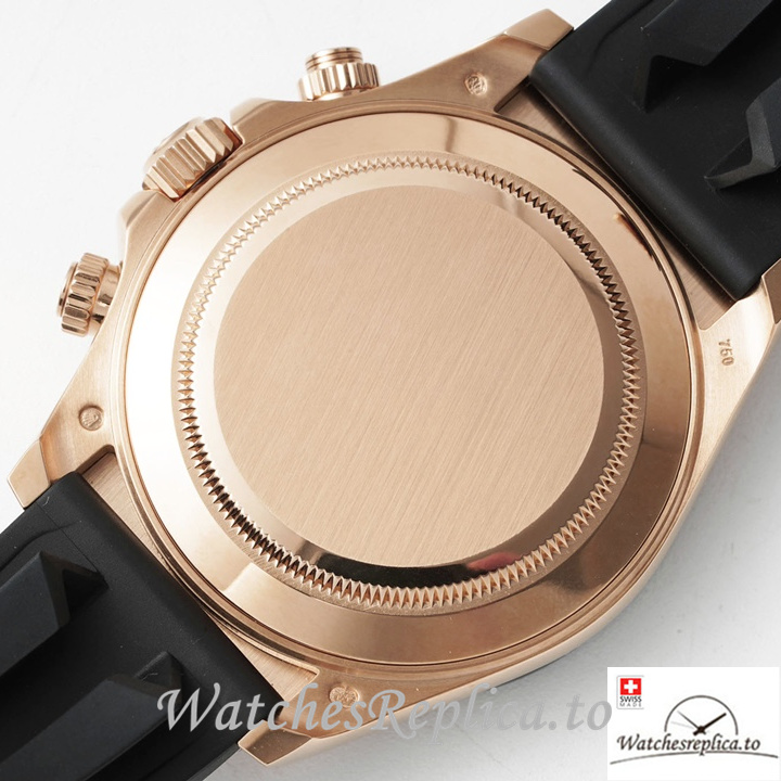 Swiss Rolex Daytona Replica Rubber strap 40MM Black Dial Diamonds Marks - WatchesReplica.is