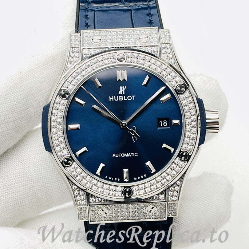 Hublot Replica Big Bang Sang Bleu Leather strap 42MM - WatchesReplica.is