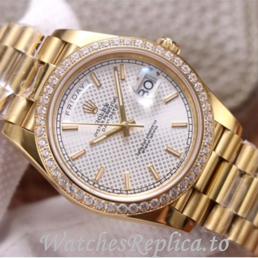 Swiss Rolex Day Date Replica 228348 Yellow Gold strap 40MM - WatchesReplica.is
