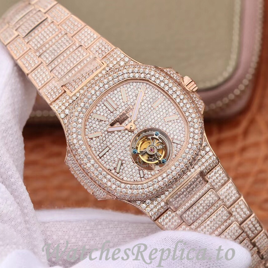 Patek Philippe Replica Nautilus Rose Gold strap 40MM - WatchesReplica.is