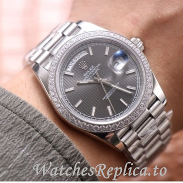Swiss Rolex Day Date Replica 228349 White Gold strap 40MM - WatchesReplica.is