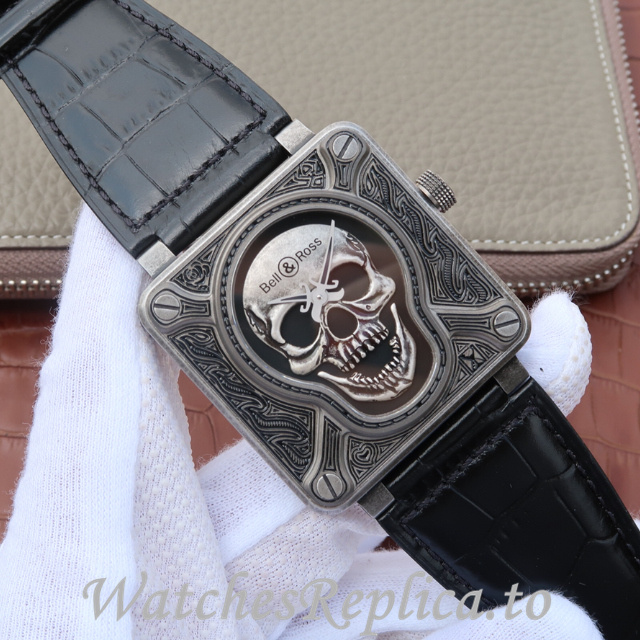 Bell Ross Replica Aviation BR01 Leather strap 46MM - WatchesReplica.is