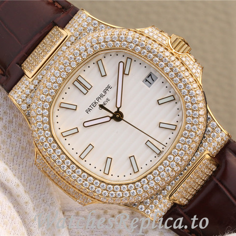 Patek Philippe Replica Nautilus 5719 Leather strap 40MM - WatchesReplica.is