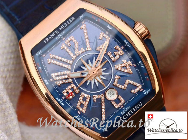 Swiss Franck Muller Vanguard Replica V45 001 Blue Strap 45MM - WatchesReplica.is