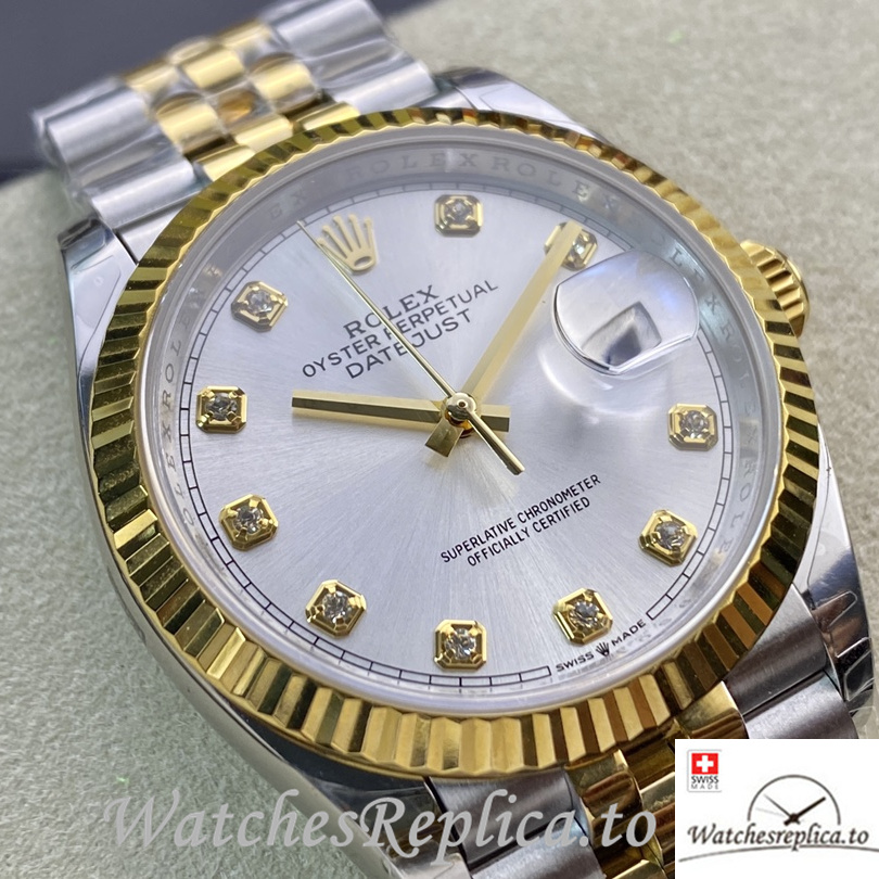 Swiss Rolex Datejust Replica 126233 Stainless steel strap 36MM Silver Dial - WatchesReplica.is