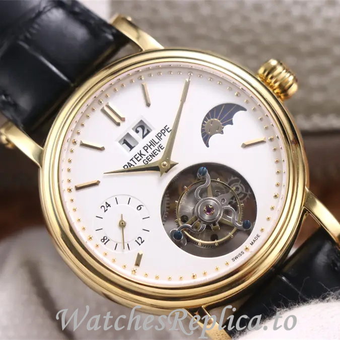 Patek Philippe Replica Complications Leather Rubber strap 42MM - WatchesReplica.is